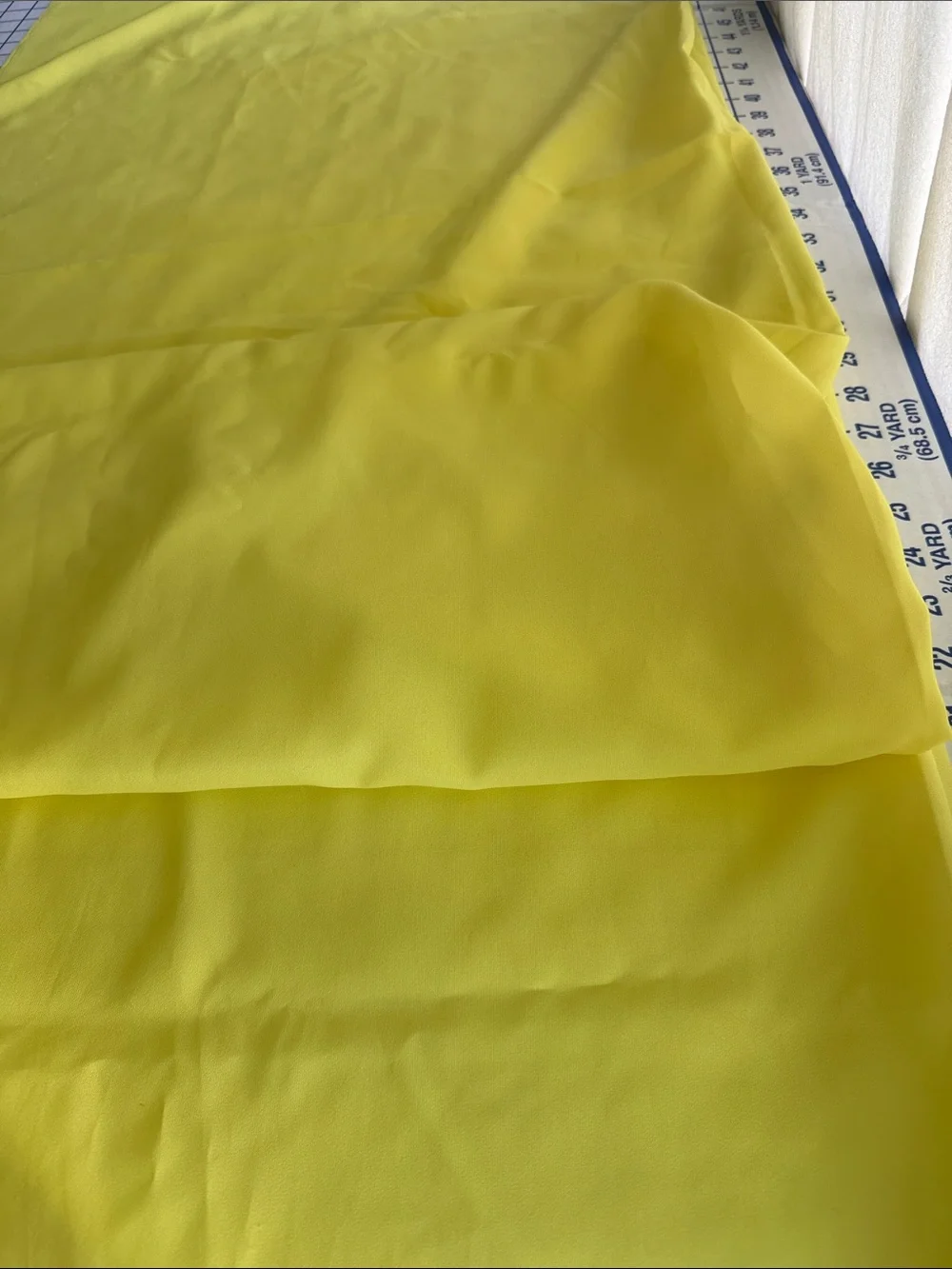Vintage Lemon Yellow Formal Dress Fabric 4 Yards x 42 Polyester Crepe Evening